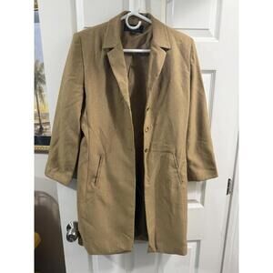 Larry Levine Women's Classic Single Breasted Collar Coat, Camel, 8